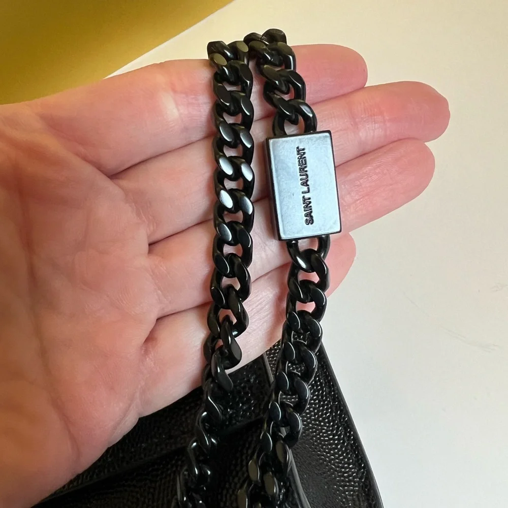 YSL Kate Medium Chain Bag Black-on-Black | Saint Laurent Crossbody | Tags - Picture 5 of 16